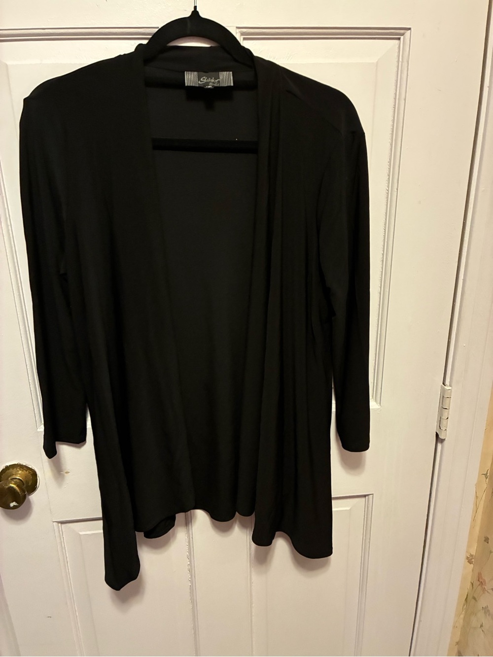 Slinky Brand Black Open-Front Draped Cardigan sz S